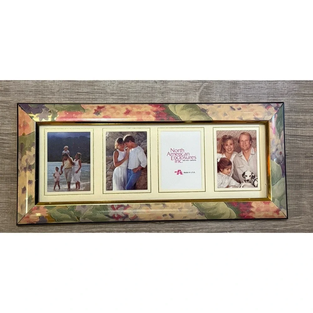 Vintage Pastel Cottagecore Floral Border Photo Frame 1990 4 Openings